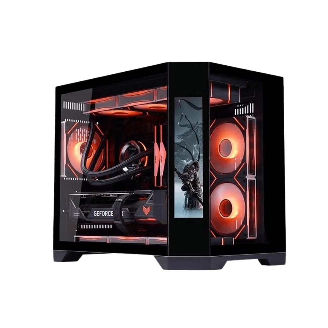 WJCoolman Dreamer Dual Chamber MATX PC Case w/ LCD Screen Display (Black)