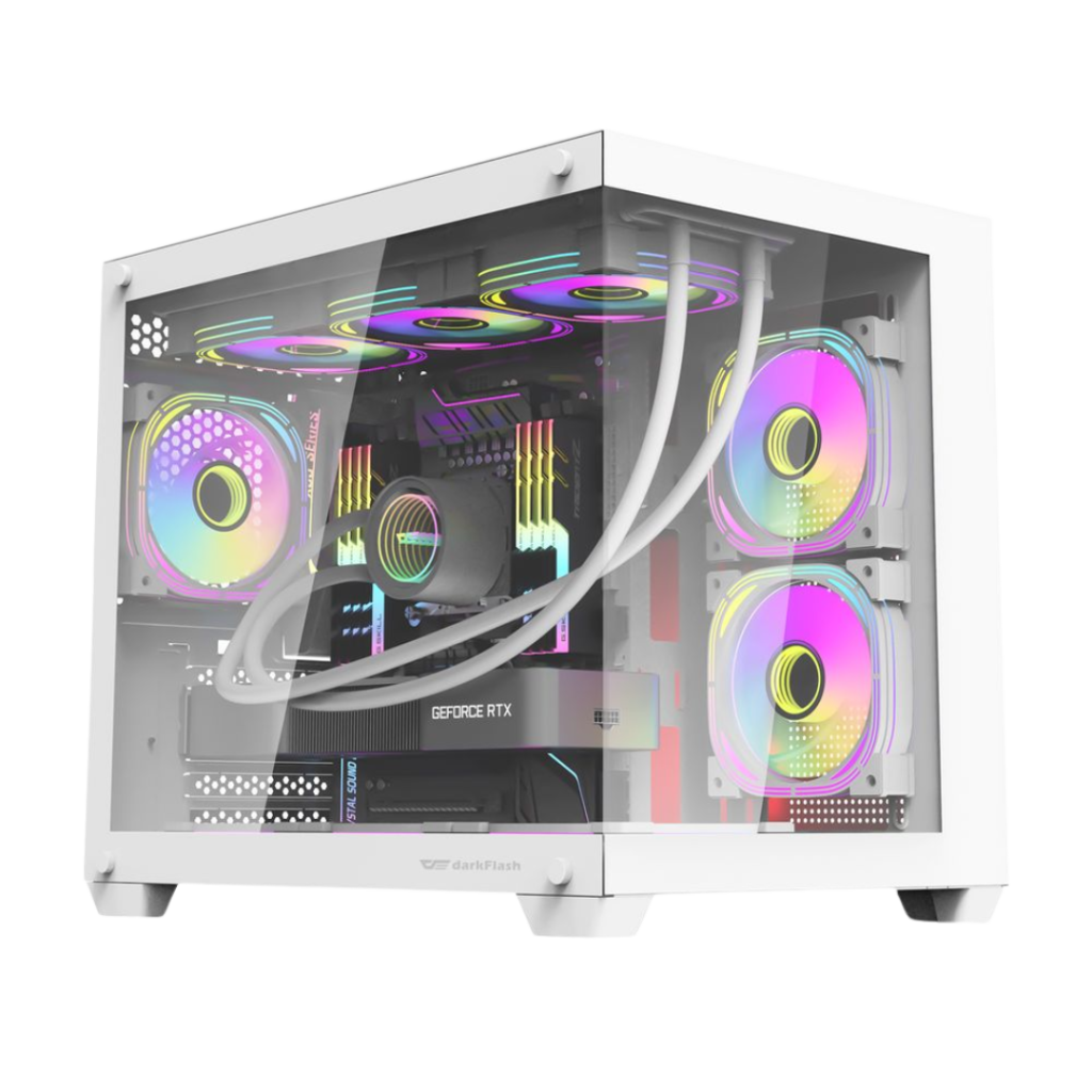 DarkFlash C285MP Exquisite M-ATX Dual Chamber Case – White