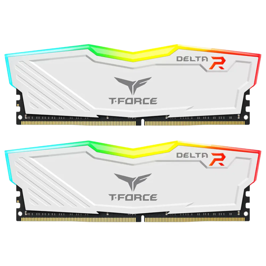 TeamGroup T-Force Delta RGB 16GB (2x8GB) 3200MHz DDR4 Desktop Memory Kit – White