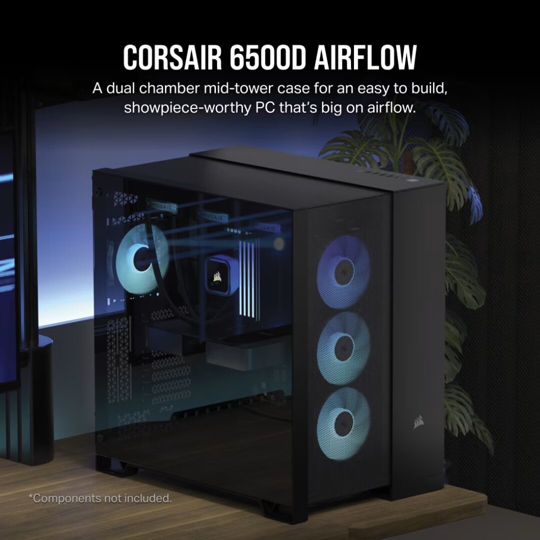 Corsair 6500D AIRFLOW Mid-Tower Dual Chamber PC Case - Black 2