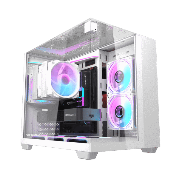 DarkFlash TH285M M-ATX Dual Chamber Case (White)