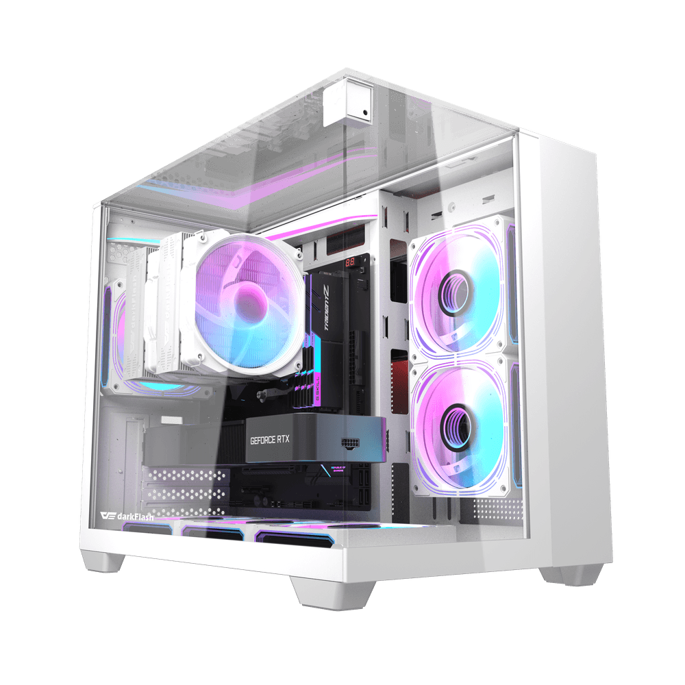 DarkFlash TH285M M-ATX Dual Chamber Case (White)