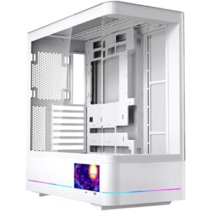 Jungle Leopard AC-02 Curved Glass | 5.5" Integrated LED Screen ATX Case — White