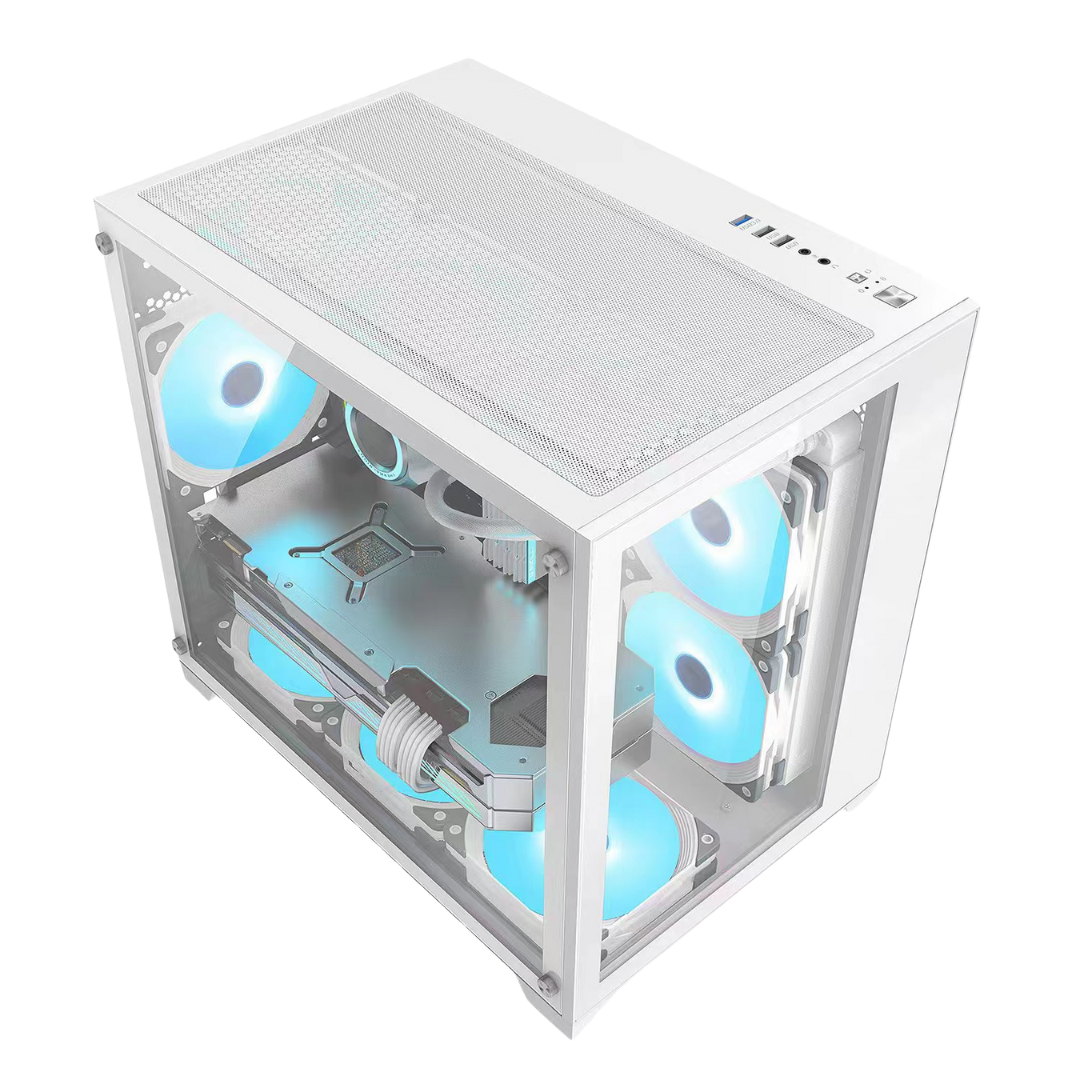 Keytech Robin Mini Dual Chamber MATX Case (White) – Sub-Zero Systems