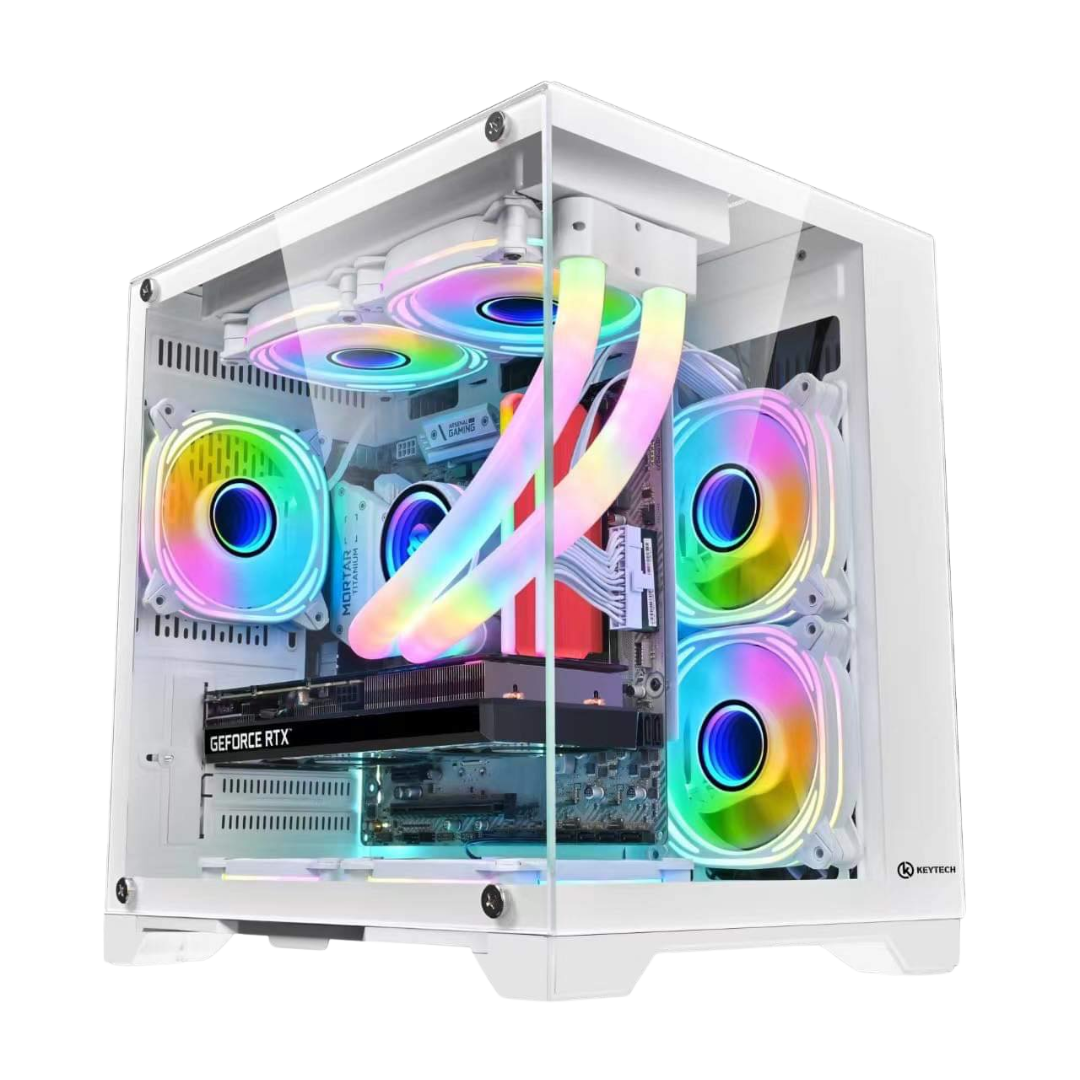 Keytech Robin Quad  Dual Chamber MATX Case (White) 2