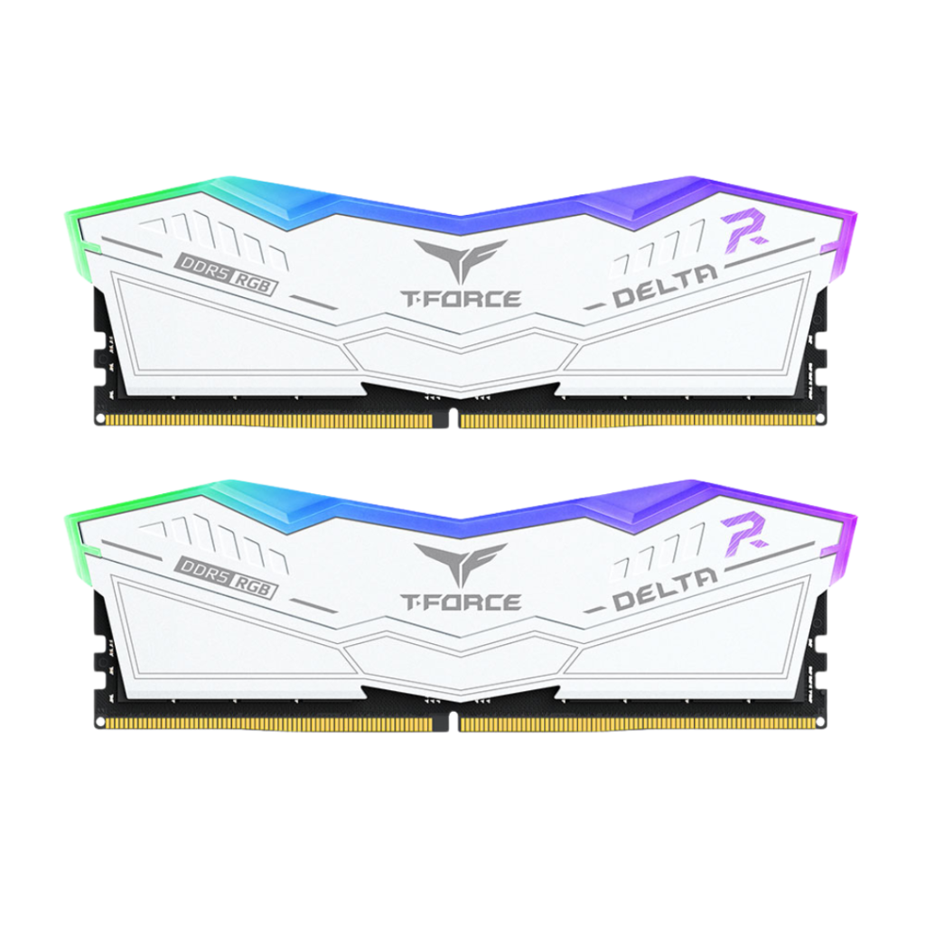TeamGroup T-Force Delta RGB 32GB (2x16GB) 6000MHz DDR5 Desktop Memory Kit – White