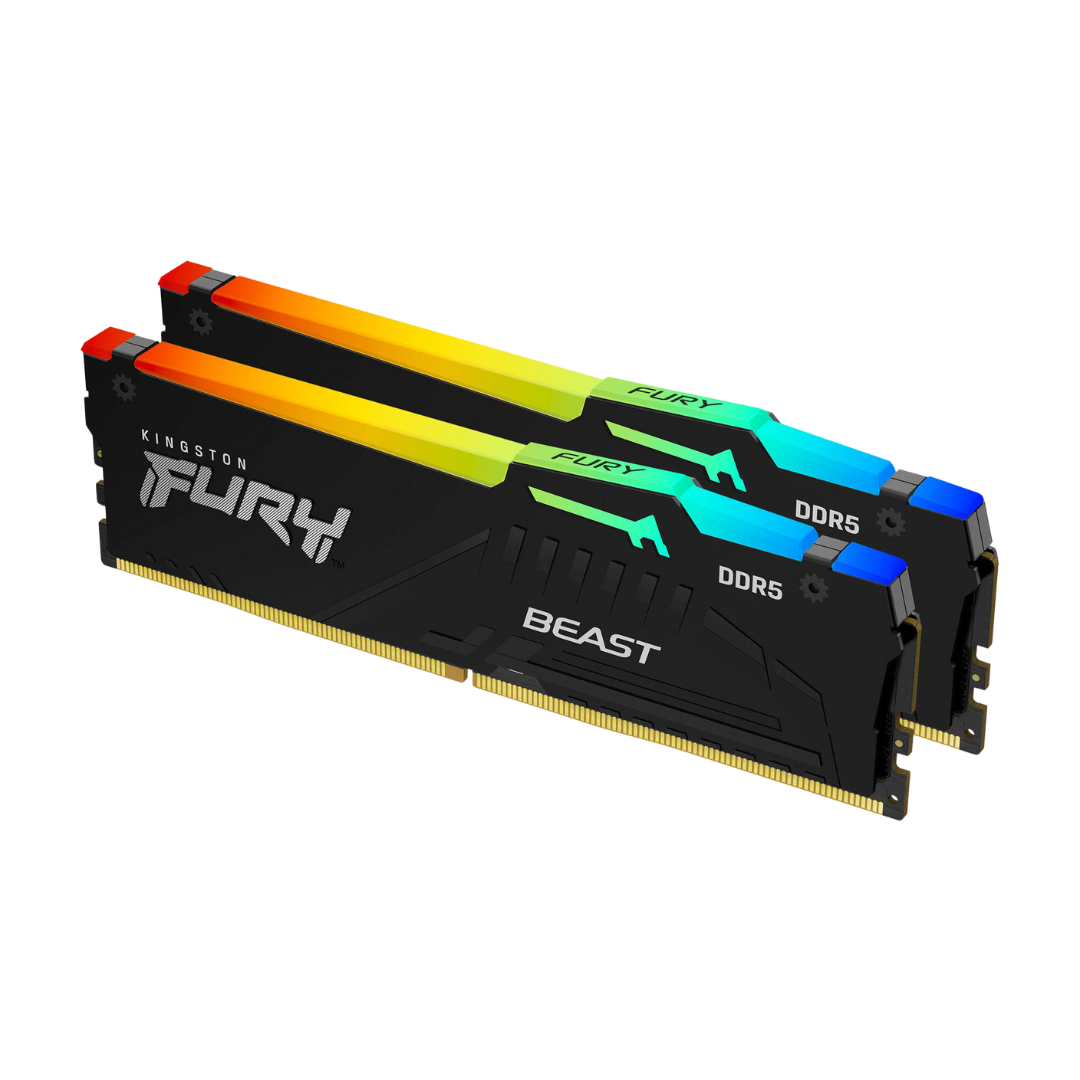 Kingston Fury RGB 32GB (16GBx2) 5200MHz DDR5 Desktop Memory Kit - Black  (KF552C40BBAK2-32) 2