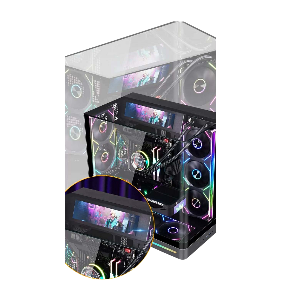 WJCoolman WJPlus Seaview Room ATX PC Case with Screen Display (Black) 2