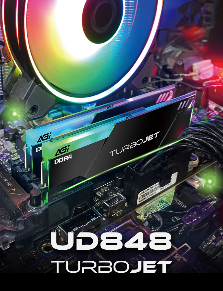 AGI TurboJet UD848 RGB 16GB (2x8GB) 3600MHz DDR4 Desktop Memory Kit - Black 3