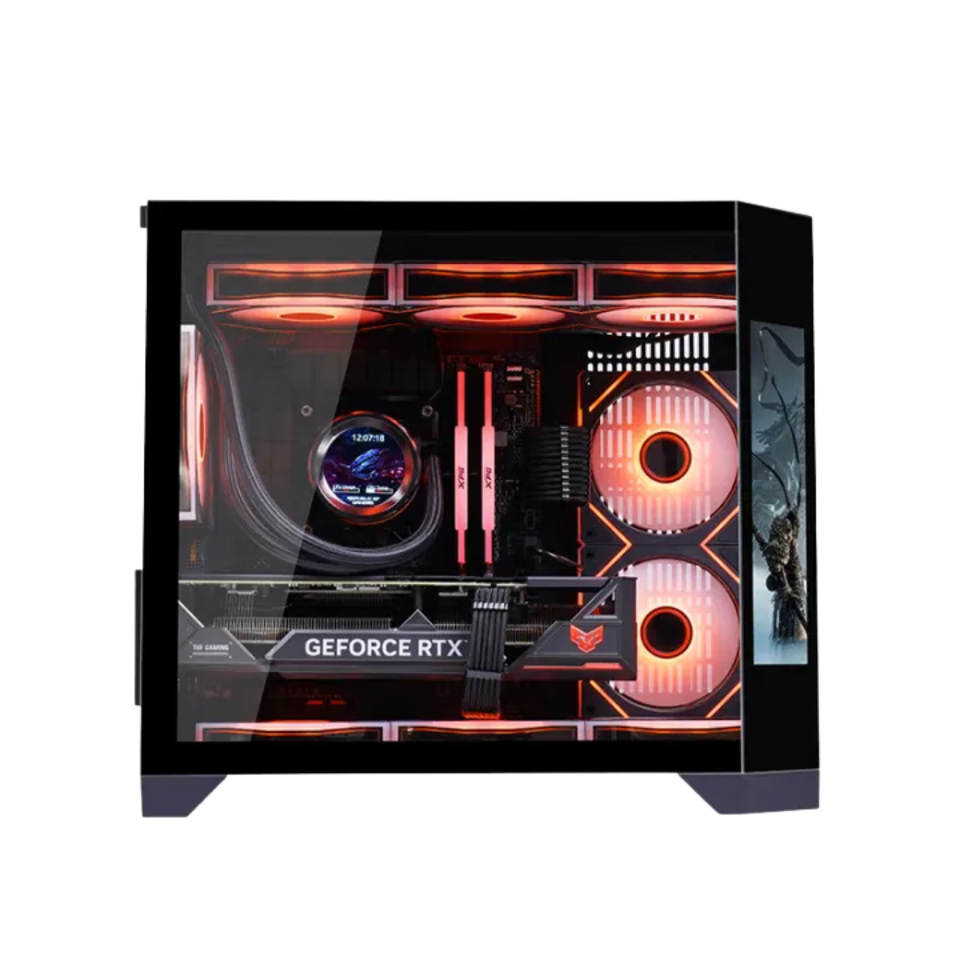 WJCoolman Dreamer Dual Chamber MATX PC Case w/ LCD Screen Display (Black) 2