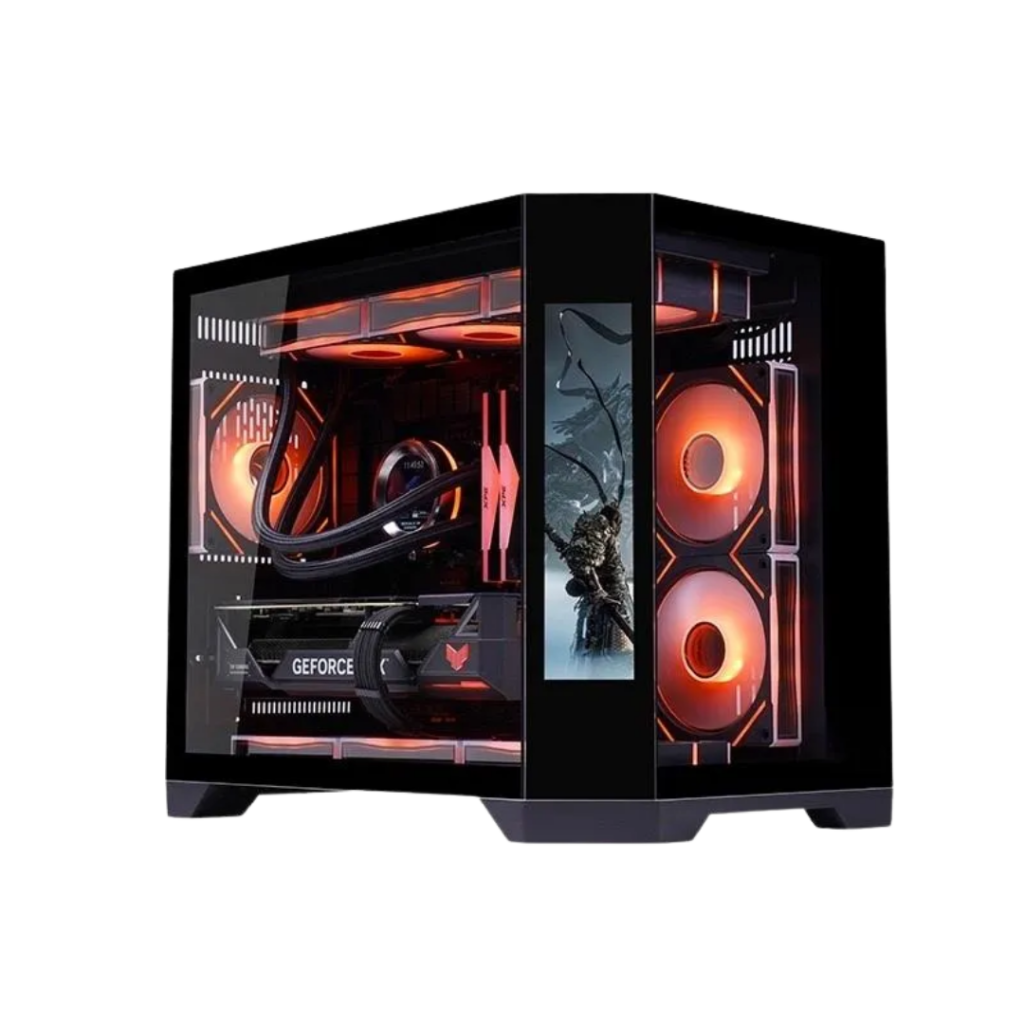 WJCoolman Dreamer Dual Chamber MATX PC Case w/ LCD Screen Display (Black)