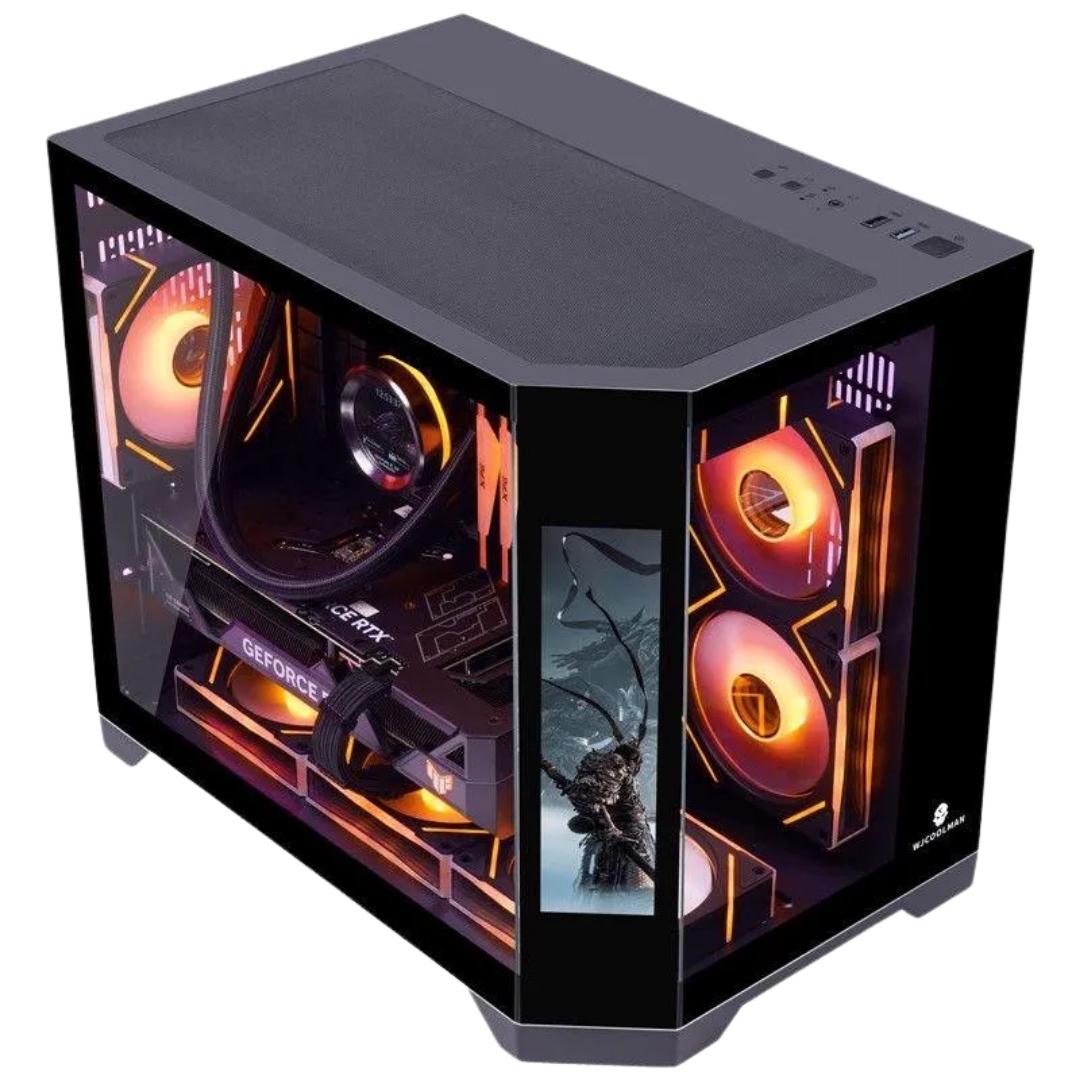 WJCoolman Dreamer Dual Chamber MATX PC Case w/ LCD Screen Display (Black) 3
