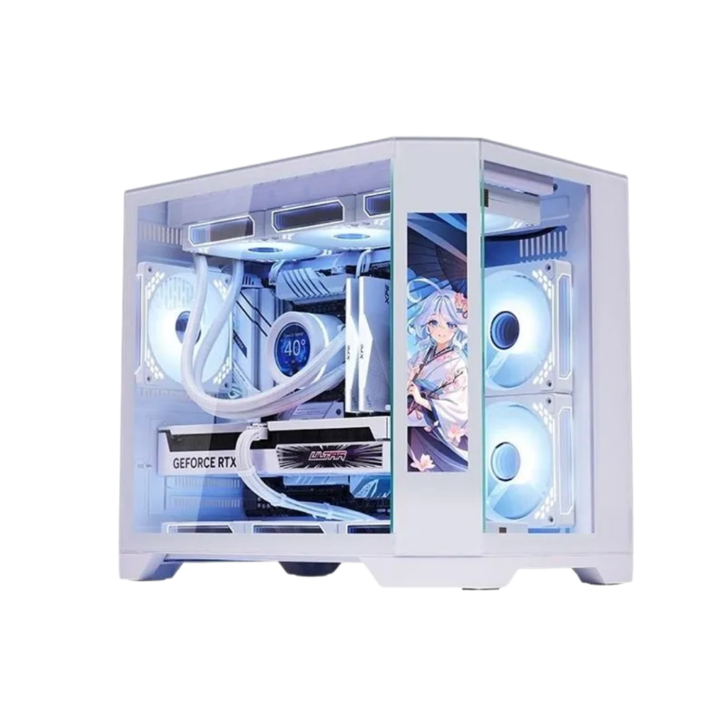 WJCoolman Dreamer Dual Chamber MATX PC Case w/ LCD Screen Display (White)