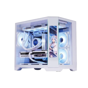 WJCoolman Dreamer Dual Chamber MATX PC Case w/ LCD Screen Display (White)