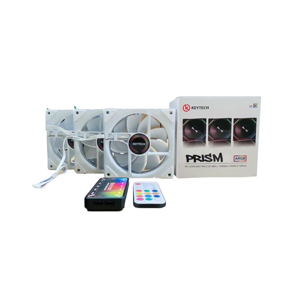 Keytech Prism ARGB 3-in-1 w/ Fan Hub + Remote (White)
